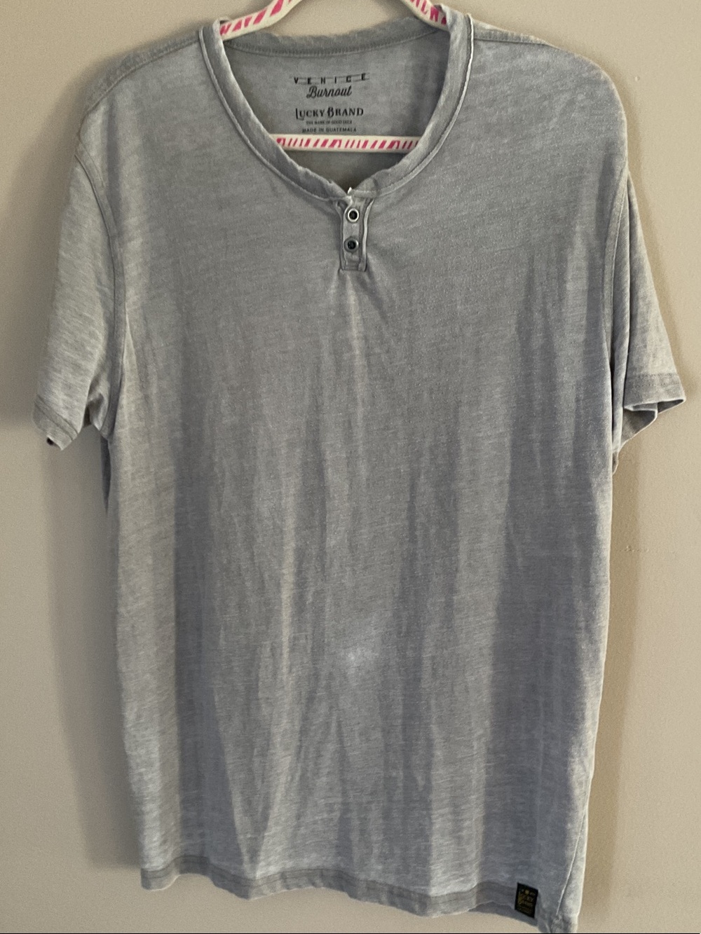 Lucky Brand Men’s Gray Short Sleeve Henley